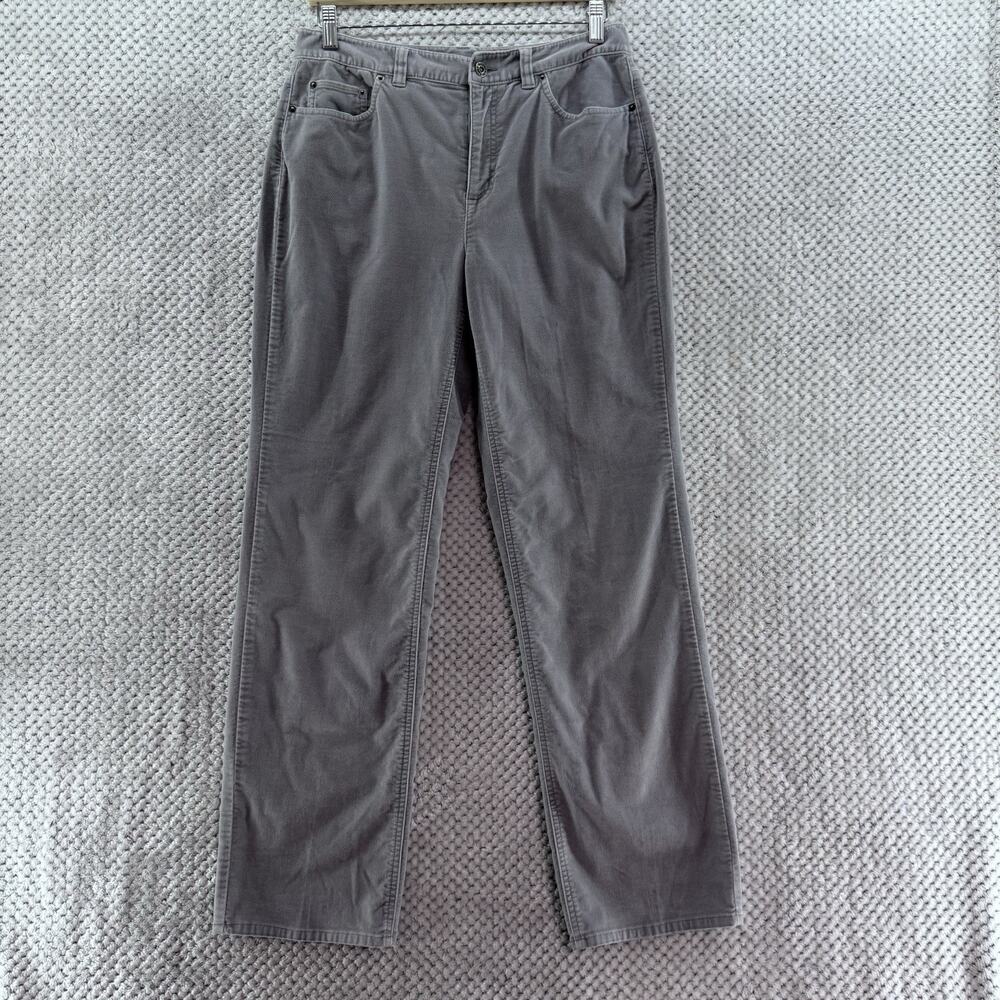 VTG Talbots Jeans Womens 8 Light Gray Velour Stretch Mid Rise Straight Leg